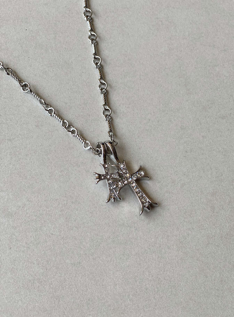 Curtis Cross Necklace Silver | Princess Polly US