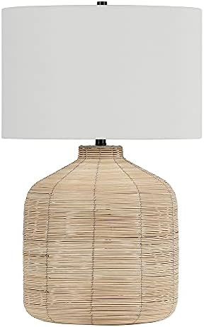 Henn&Hart Modern Oversized Rattan Table Lamp with Brass Accents in Rattan/Blackened Steel, 26" (TL06 | Amazon (US)