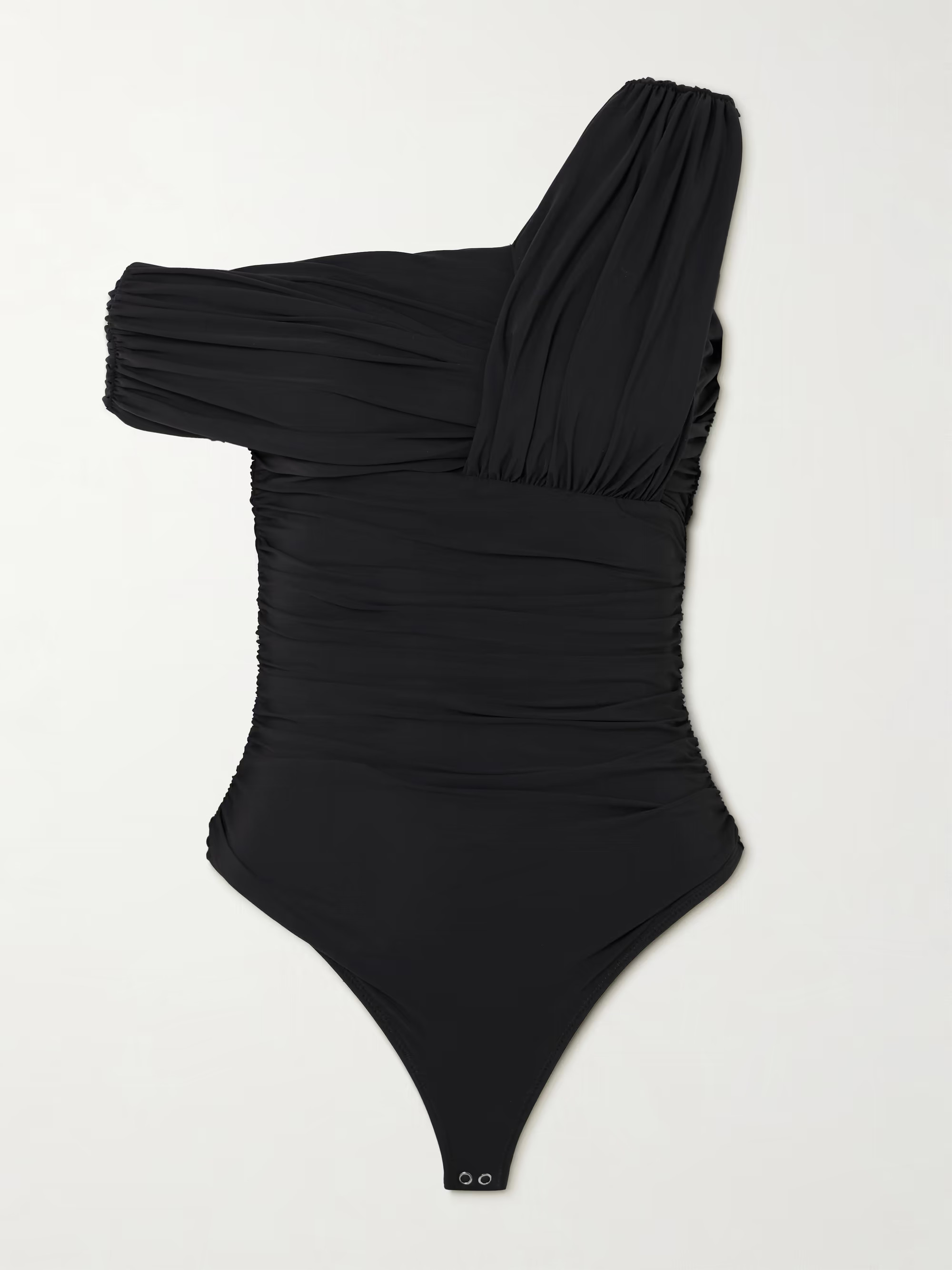 Etienne off-the-shoulder ruched stretch-jersey thong bodysuit | NET-A-PORTER (US)