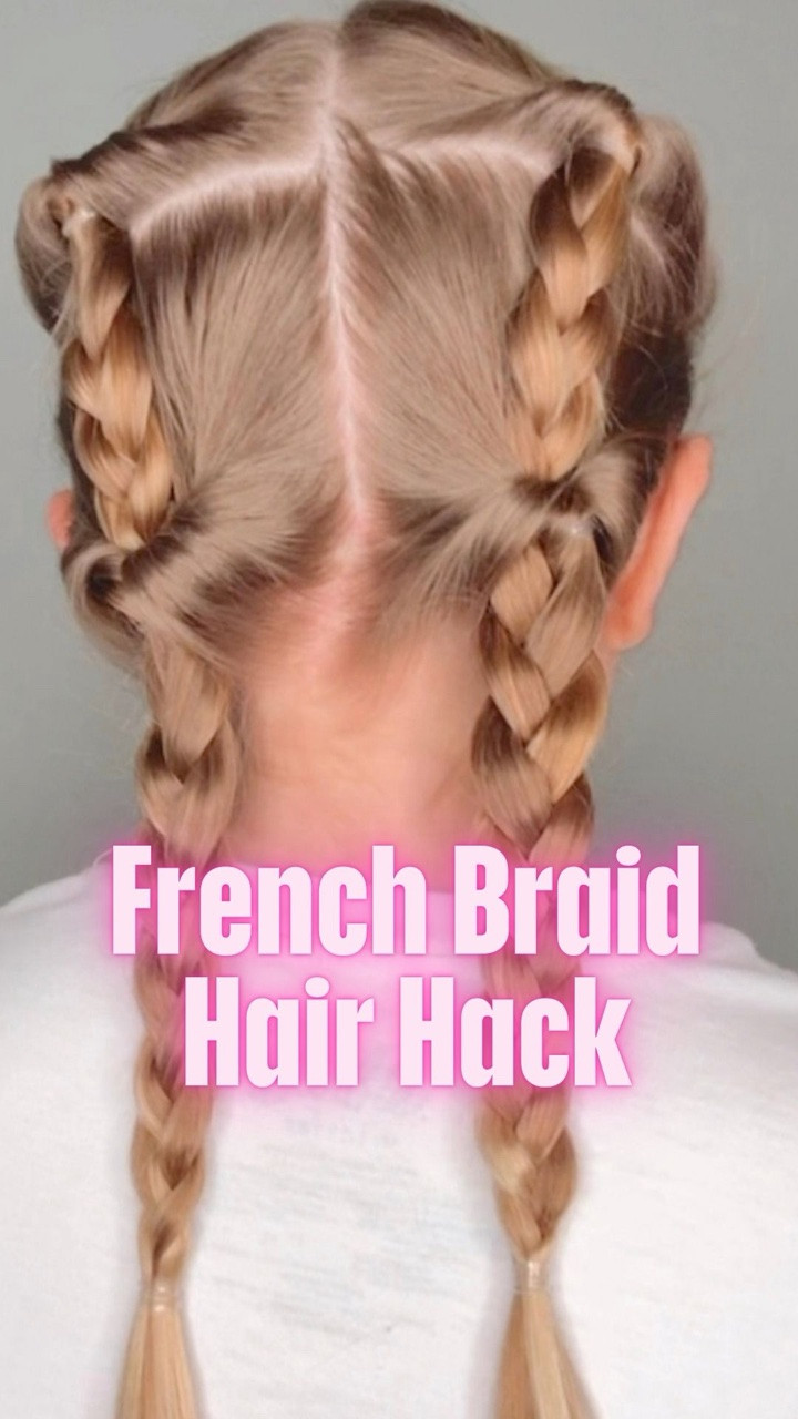 FRENCH BRAID HAIR HACK 🩷 This is a cute one! I just love this easy and cute hair hack! Excited to share my favorite hair products with you! Love for you to follow us for our daily hairstyles. ￼