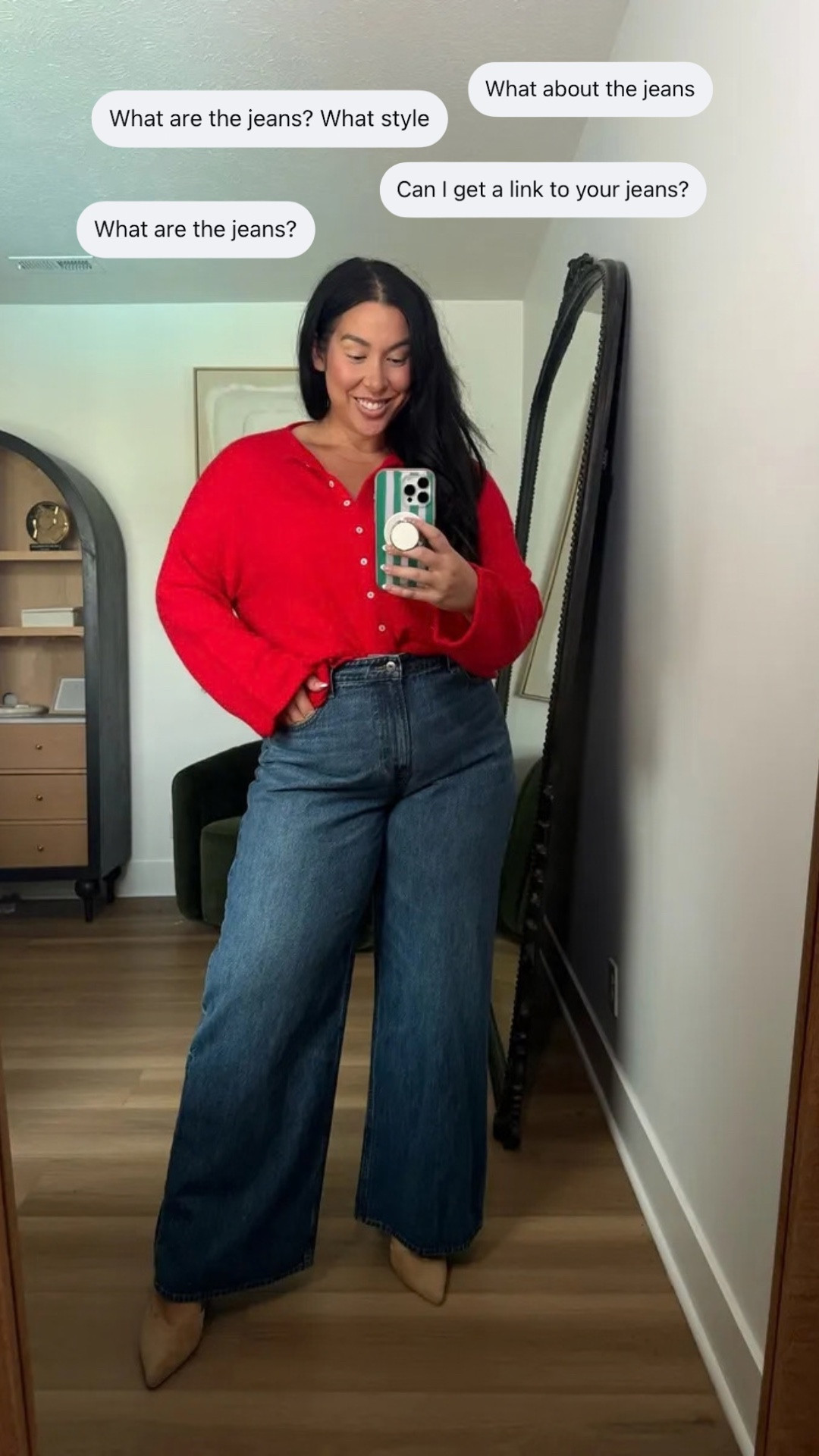 These jeans and this pop of red?! Guys I love these jeans so much. They don’t pull, they lengthen, and they are soft belly friendly. I also am loving this red cardigan so much. It adds such a fun pop! Wearing a 33 long on bottom and a L on top. Midsize, midsize fashion, fall fashion, fall

#LTKootd #LTKMidsize