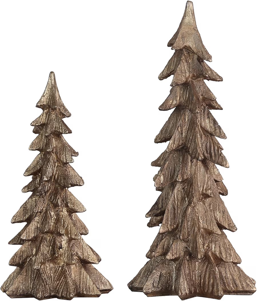 MEETYAMOR Christmas Decorations Indoor, Set of 2 Golden Resin Christmas Trees for Table Decor, Fa... | Amazon (US)