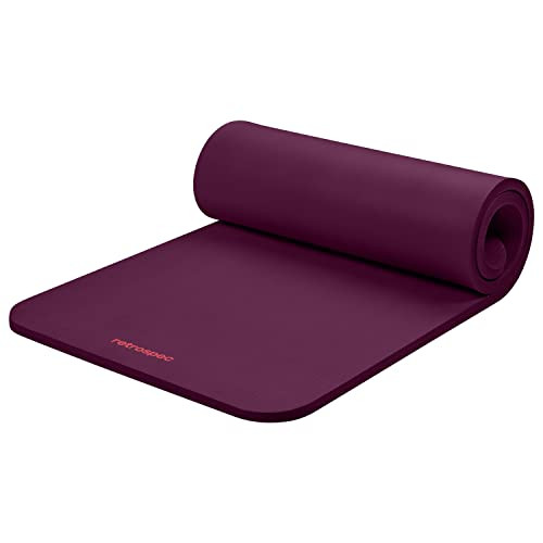 Retrospec Solana Yoga Mat 1" Thick w/Nylon Strap for Men & Women - Non Slip Exercise Mat for Home Yoga, Pilates, Stretching, Floor & Fitness Workouts - Boysenberry | Amazon (US)
