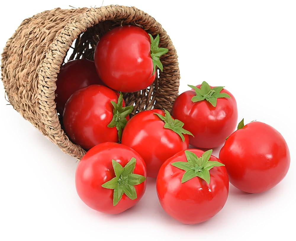 Artificial Tomatoes, 8Pcs Simulation Tomatoes Fake Fruit Vegetable for Home Kitchen Party Decor P... | Amazon (US)