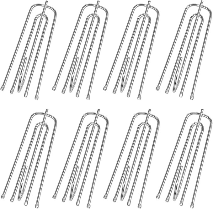 Stainless Steel Curtain Pleater Tape Hooks 30 Pack, Traverse Pleater 4 Prongs Curtain Pleat Hook ... | Amazon (US)
