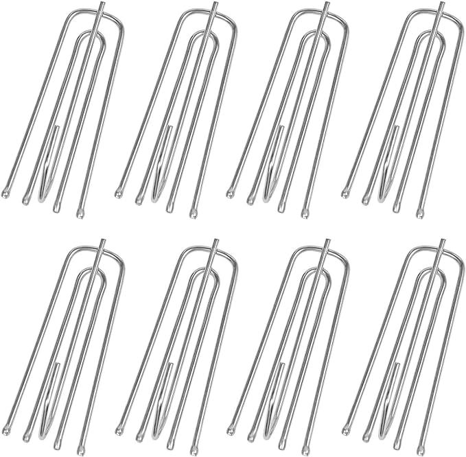Stainless Steel Curtain Pleater Tape Hooks 30 Pack, Traverse Pleater 4 Prongs Curtain Pleat Hook ... | Amazon (US)