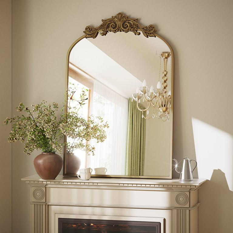 BEAUTYPEAK 38"x24" Wall Decor Mirror Arched Metal Vintage Bathroom Mirror,Bronze | Walmart (US)