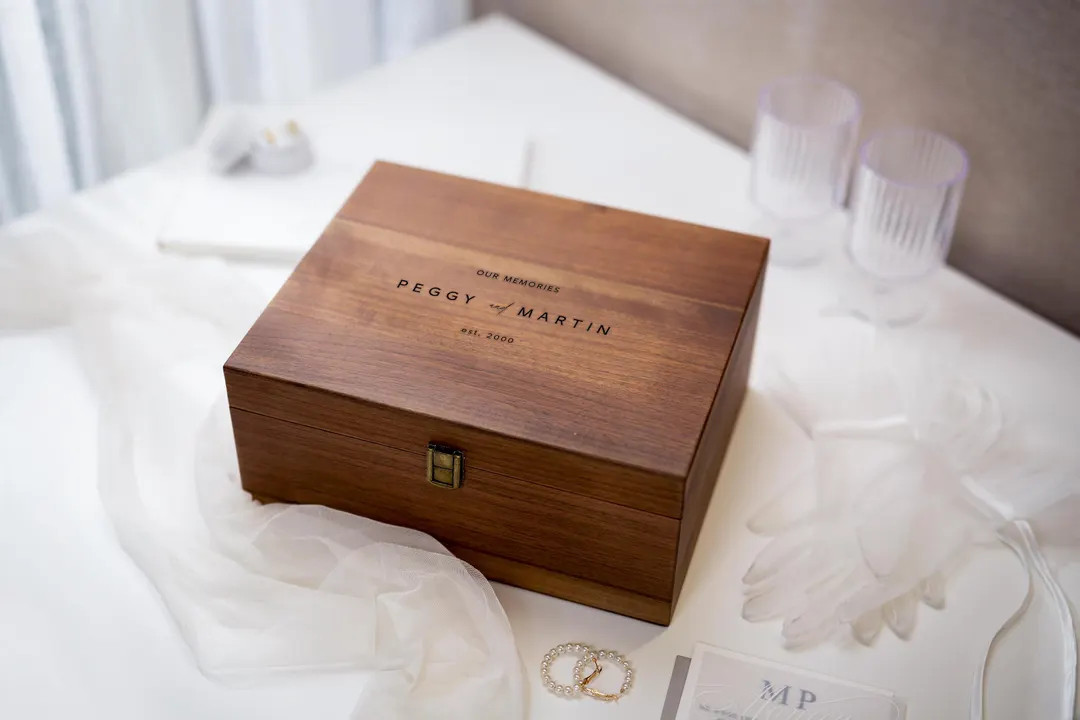 Engraved Wood Storage Box W/ Hinge Lid (D10) - Walnut Wedding Keepsake Memory Photos Cards Engage... | Etsy (US)