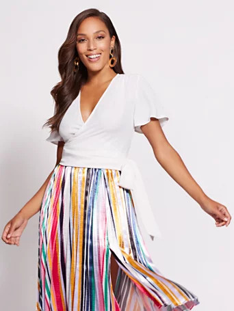 Gabrielle Union Collection - White Wrap Blouse | New York & Company