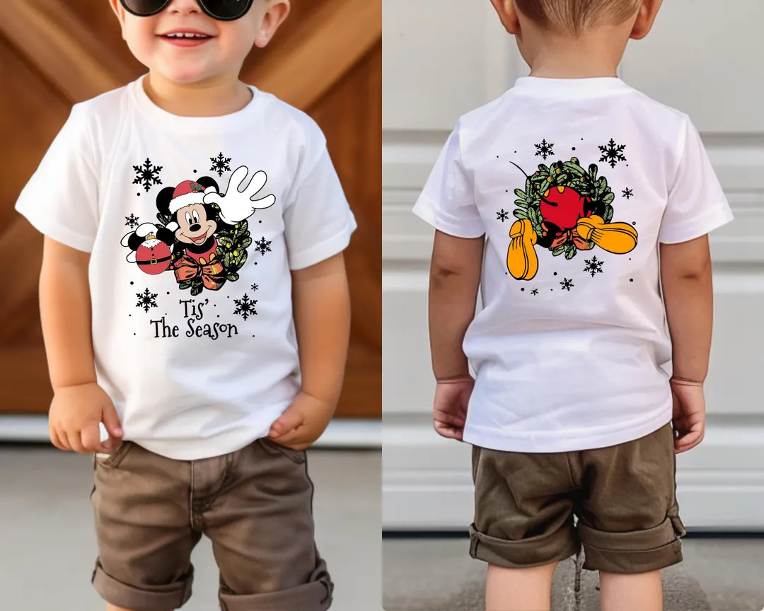 Tis the Season Front and Back Kids Shirt, Disney Christmas Vibes, Mickey Santa Claus,xmas Kids Gi... | Etsy (US)