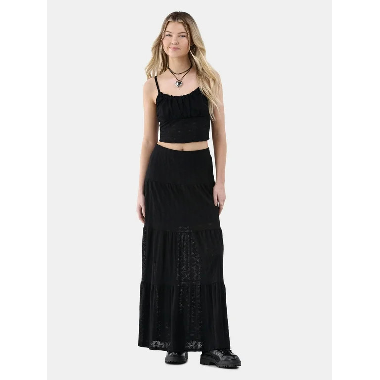 No Boundaries Crop Tank Top and Lace Skirt Set, 2 Piece, Women's and Women’s Plus | Walmart (US)