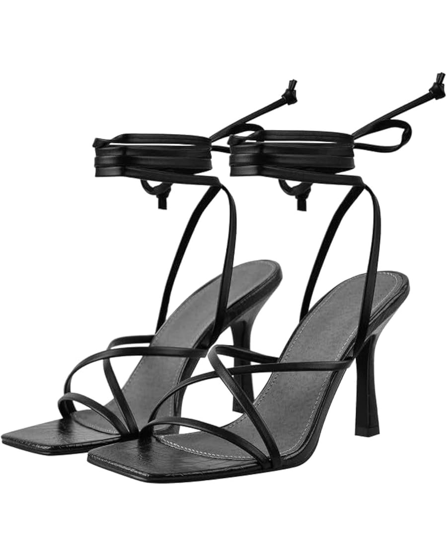 LISHAN Women's Stiletto High Heels Strappy Lace Up Sandals | Amazon (US)