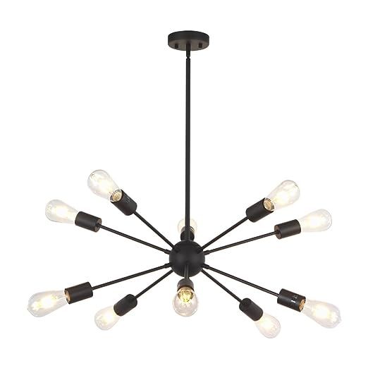 Sputnik Chandelier 10 Light Black Modern Pendant Lighting Industrial Vintage Ceiling Light Fixtur... | Amazon (US)
