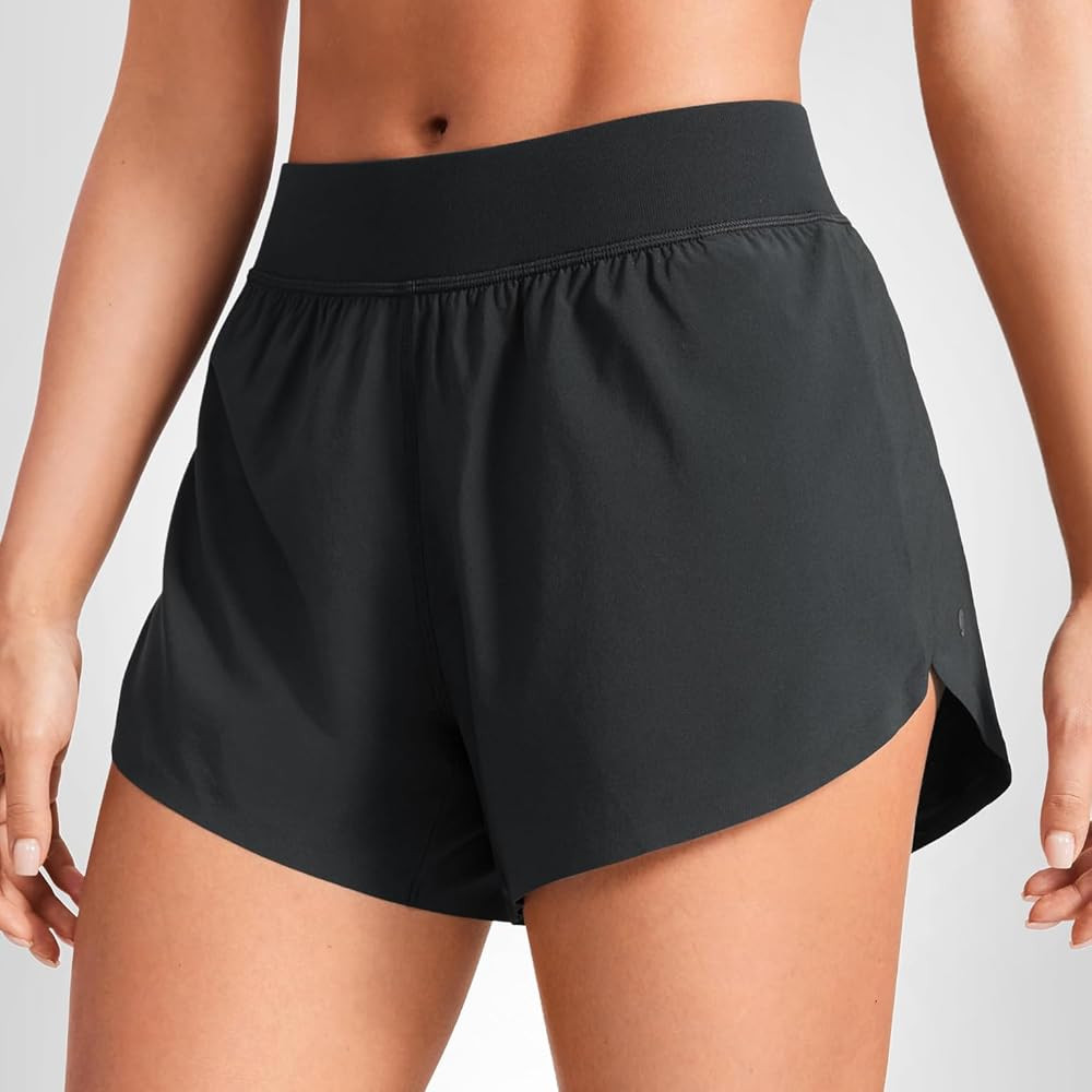 CRZ YOGA Mid Waisted Split Running Shorts for Women 4" - Comfy Mesh Liner for Workout Athletic Gy... | Amazon (US)