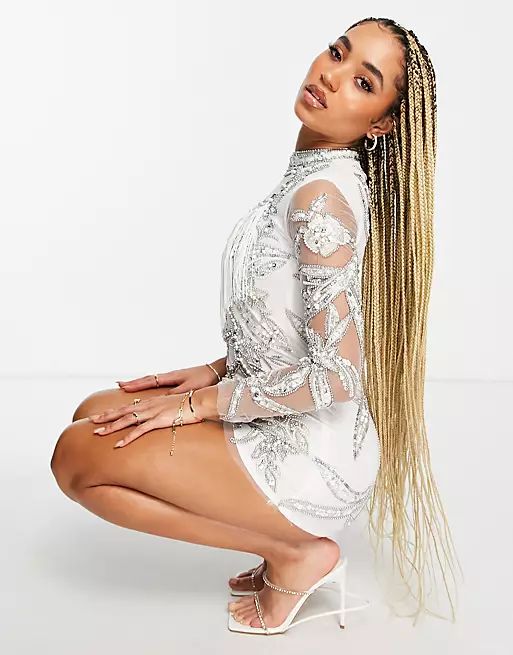 A Star Is Born embellished mini dress in white and silver | ASOS | ASOS (Global)