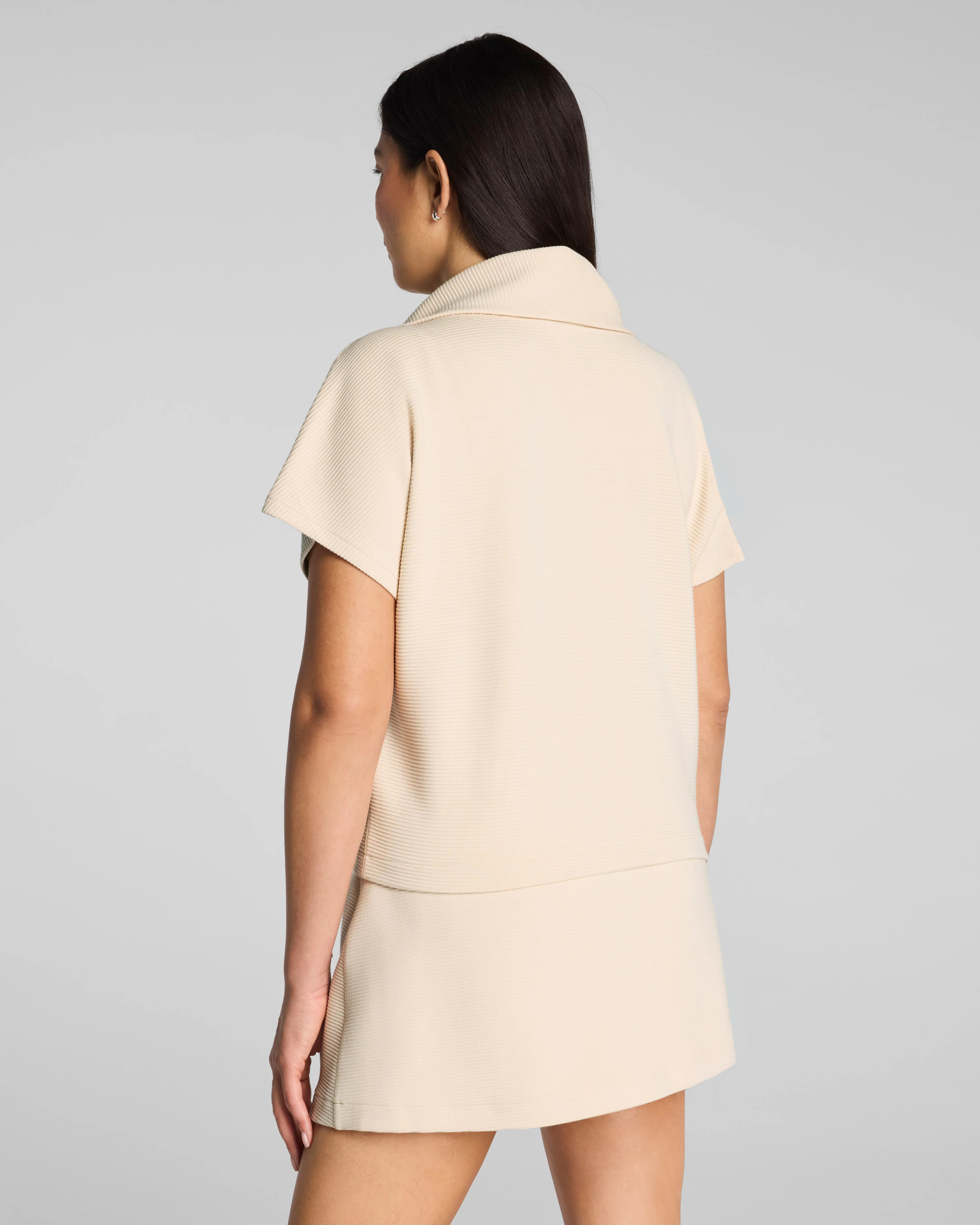 SPANX AirEssentials® French Rib Short Sleeve Half Zip | Spanx