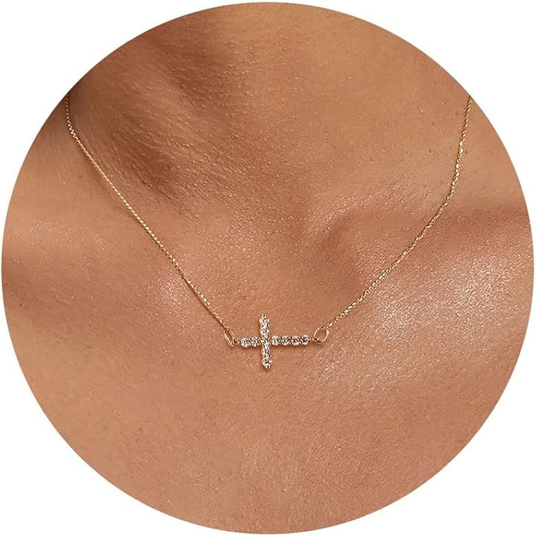 Dainty 18K Gold Filled Cross Necklace for Women, Everyday Delicate Necklace, Minimalist Simple Jewel | Amazon (US)