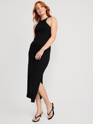 Fitted High-Neck Rib-Knit Maxi Dress for Women | Old Navy (US)