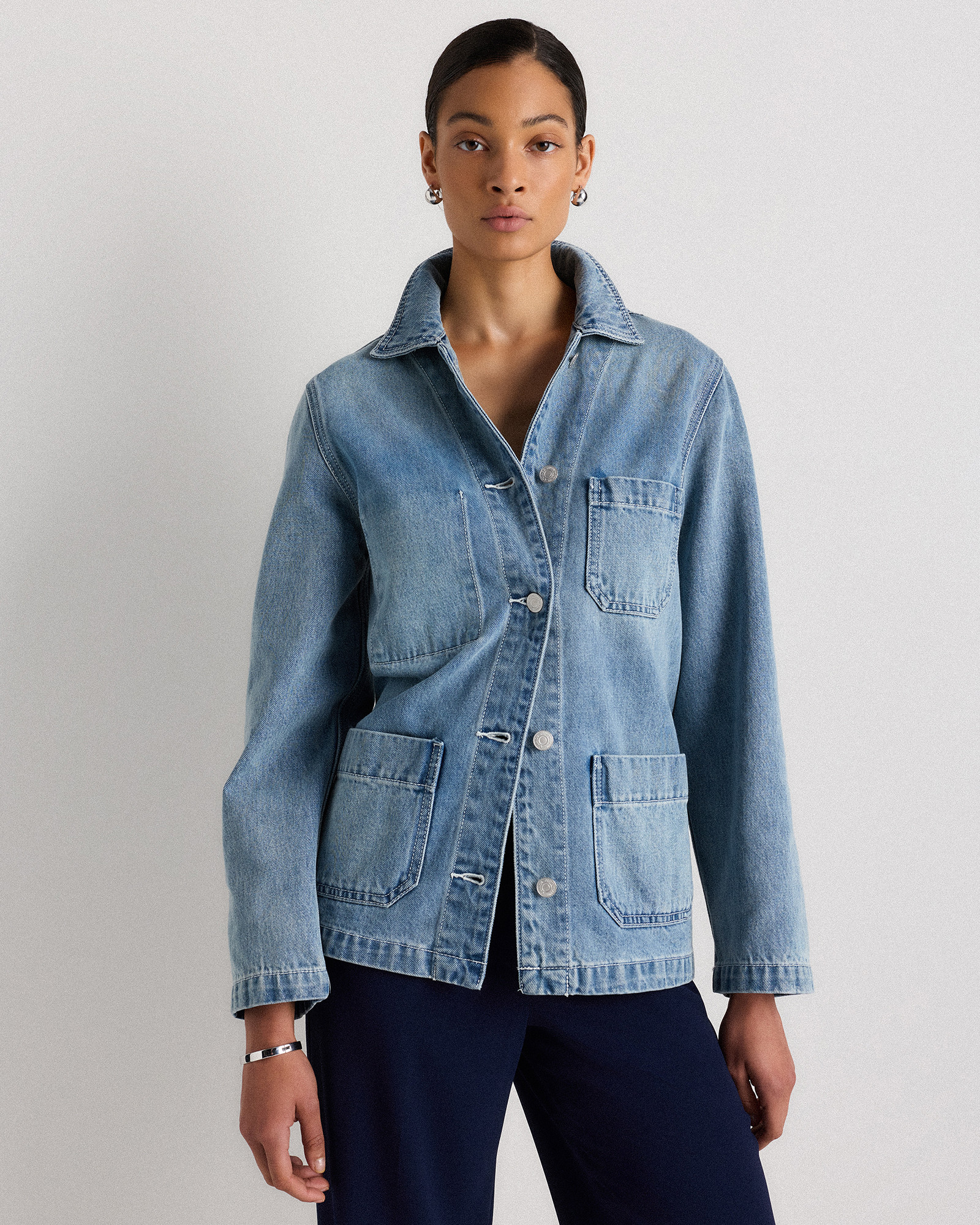 Quince | Women's Denim Chore Jacket in Indigo Blue, Size Large, Organic Cotton | Quince