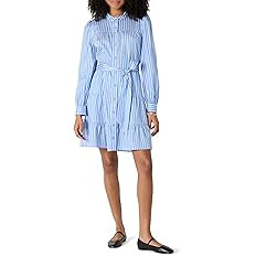 Amazon Essentials Womens Regular-Fit Cotton Sateen Tiered Shirt Dress | Amazon (US)