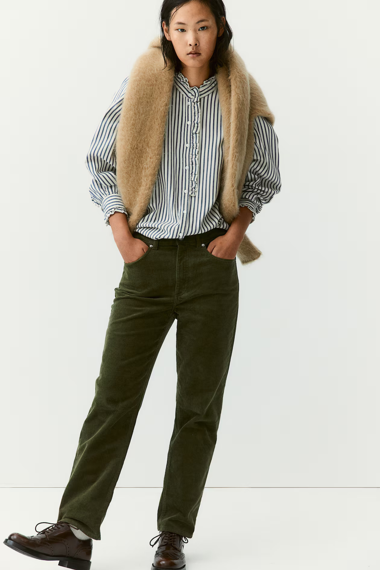 Ruffle-Trimmed Twill Blouse | H&M (US + CA)