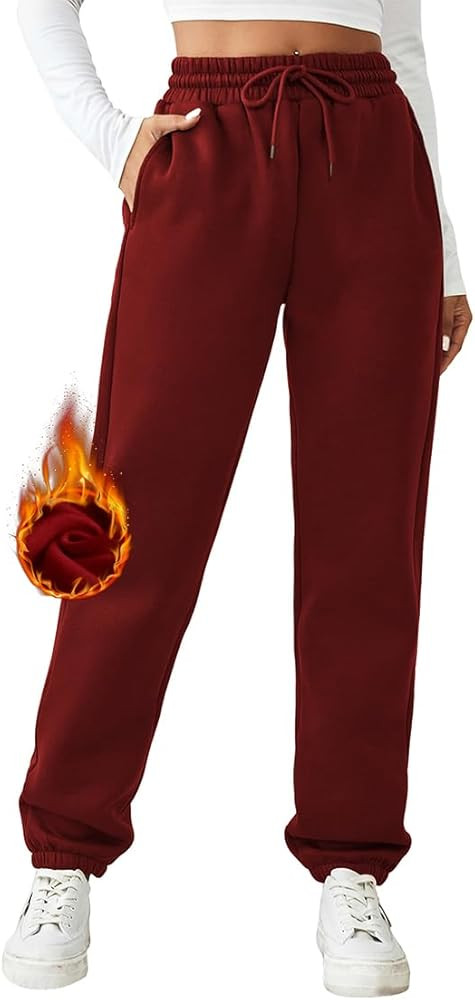 PINSPARK Women's Fleece Lined Sweatpants Winter Joggers Athletic Pants Casual Thick Warm Trousers... | Amazon (US)