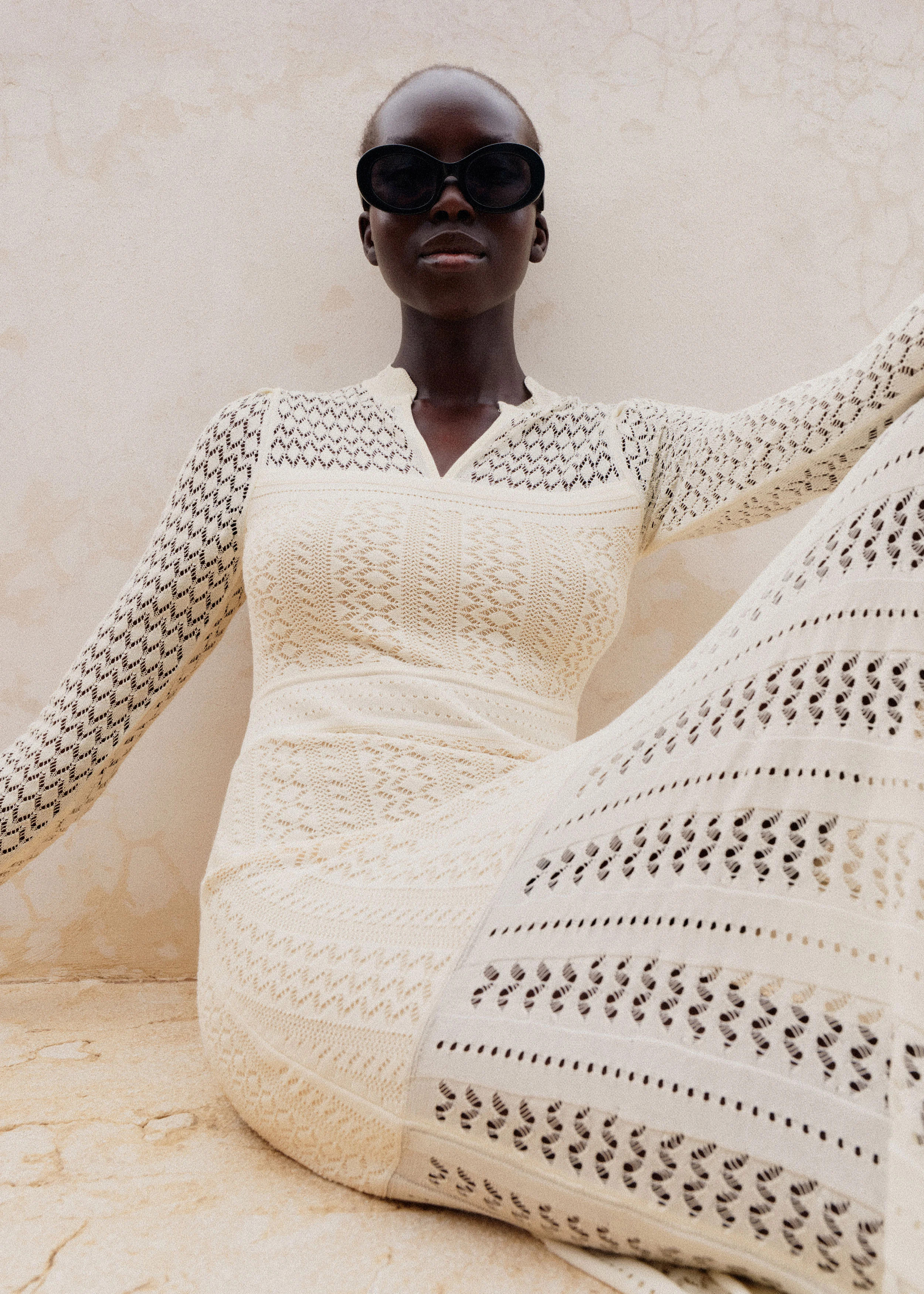 Women's Cream Conceal + Reveal Long Sleeve Knit Maxi Dress | ME+EM | ME+EM Global (Excluding US)