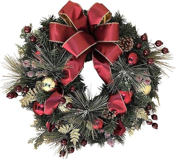 The Wreath Depot Easton Christmas Wreath, 24 Inch Elegant Designer Quality, White Gift Box | Amazon (US)