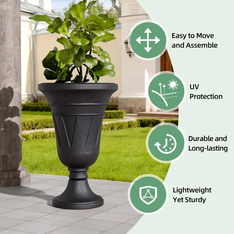 Chiccushion 23.6" Large Urn Planters for Outdoor Plants, Set of 2 Plastic Flower Pot for Wedding ... | Walmart (US)