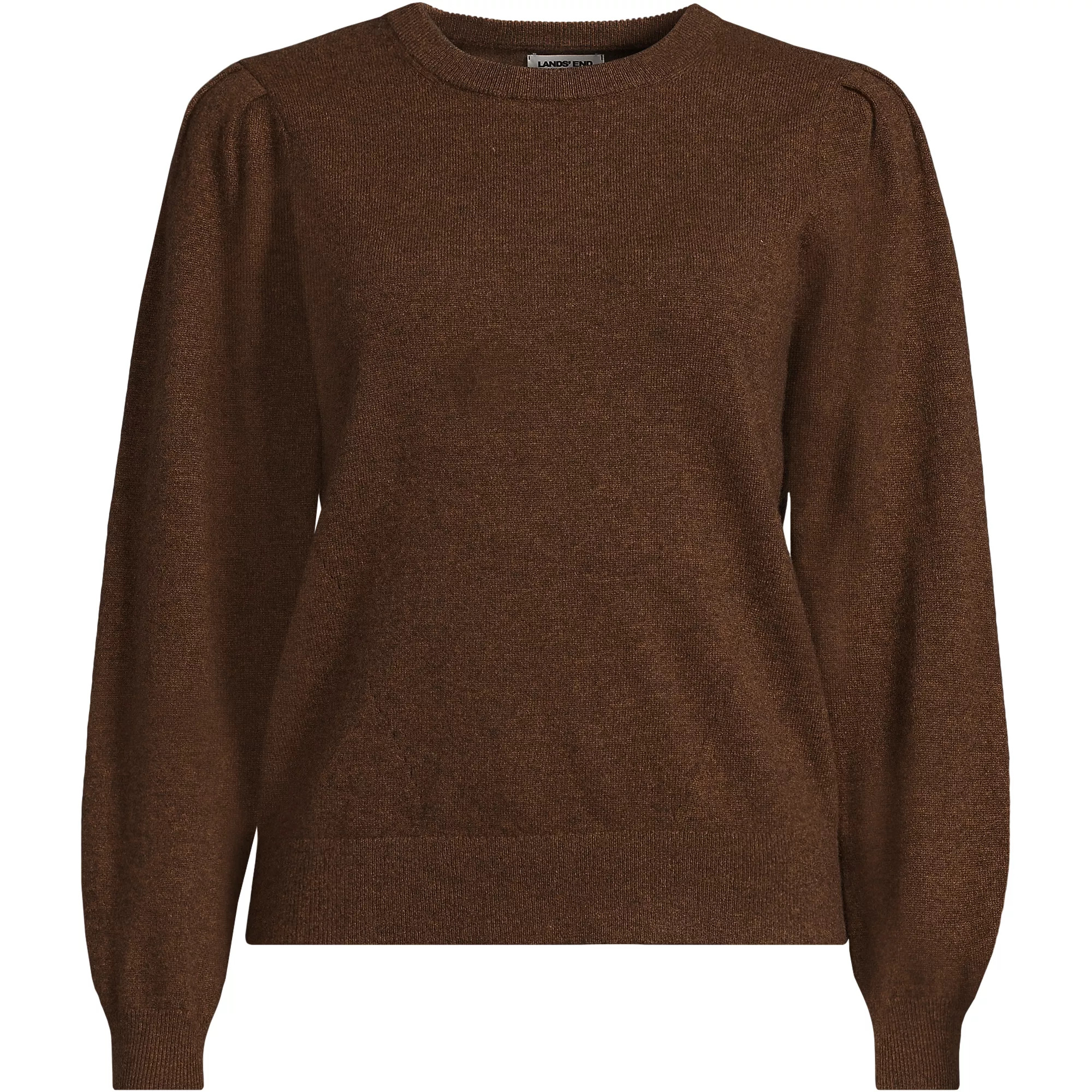 Women's Cashmere Puff Sleeve Crew Neck Sweater | Lands' End (US)