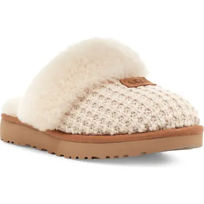 UGG(r) Cozy Knit Genuine Shearling Slipper in Cream Knit at Nordstrom, Size 7 | Nordstrom