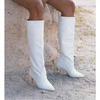 White Women Boot, Wedding Boot, White Bridal Shoe, Bridal Booties, White Bootie, White Heel Long Boot | Etsy (US)