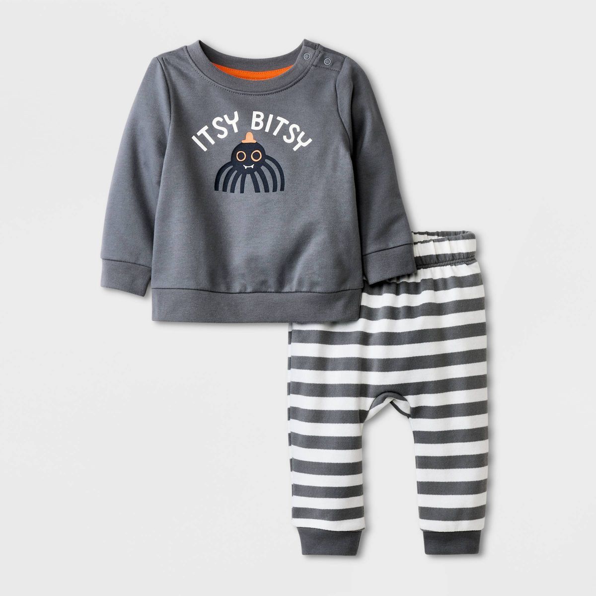 Baby 2pc 'Itsy Bitsy' Sweatshirt & Jogger Pants Set - Halloween - Cat & Jack™ Gray | Target