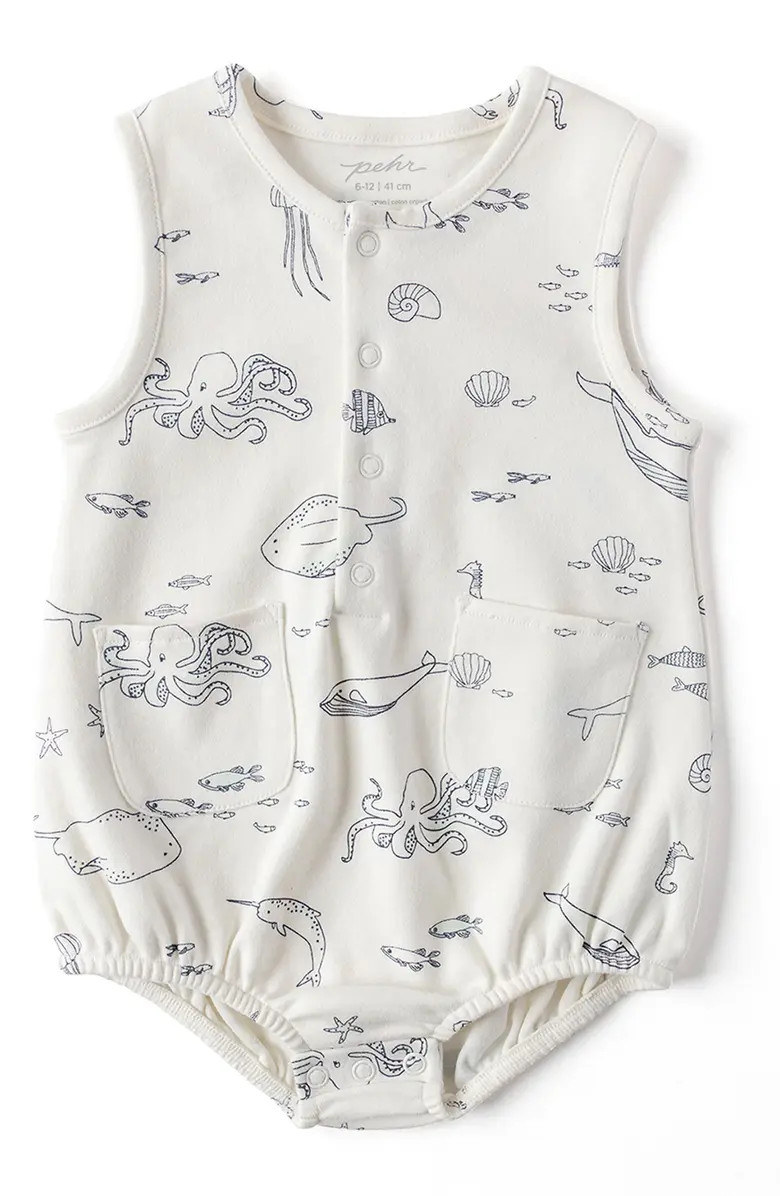 Life Aquatic Print Organic Cotton Romper | Nordstrom