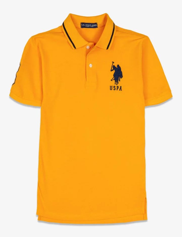 US Polo ASSN Solid Collar Polo Shirt,Golden Corn - Walmart.com | Walmart (US)