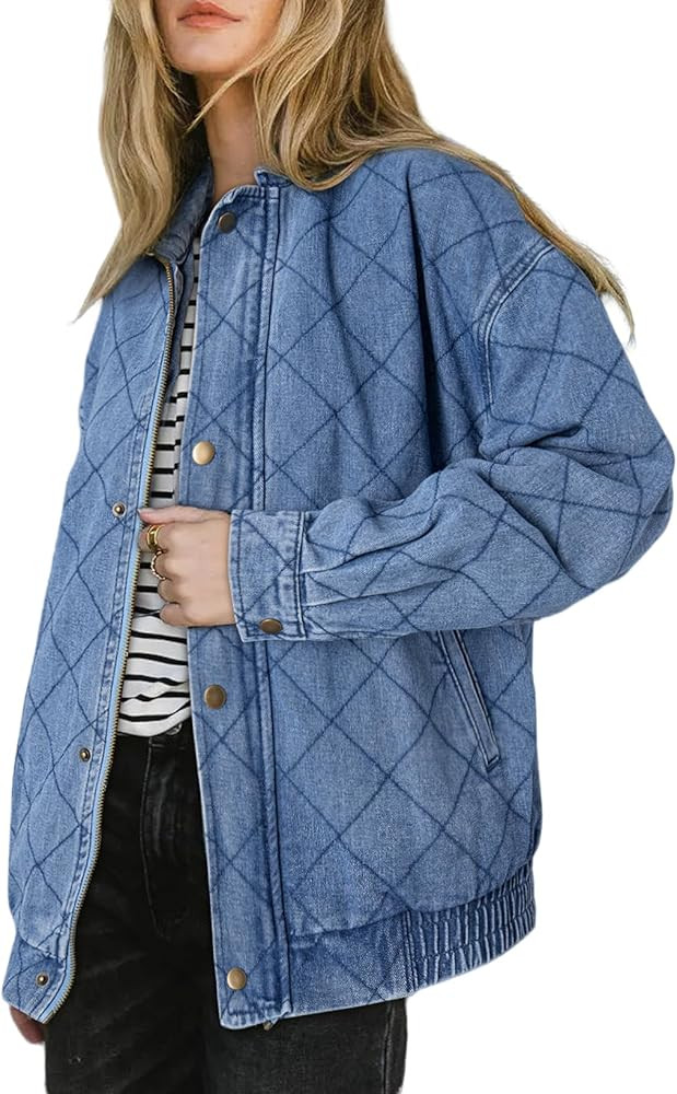 Sidefeel Women's Denim Jeans Jacket Long Sleeve Overszied Jean Coat Boyfriend Fall Outfit 2024 Tr... | Amazon (US)