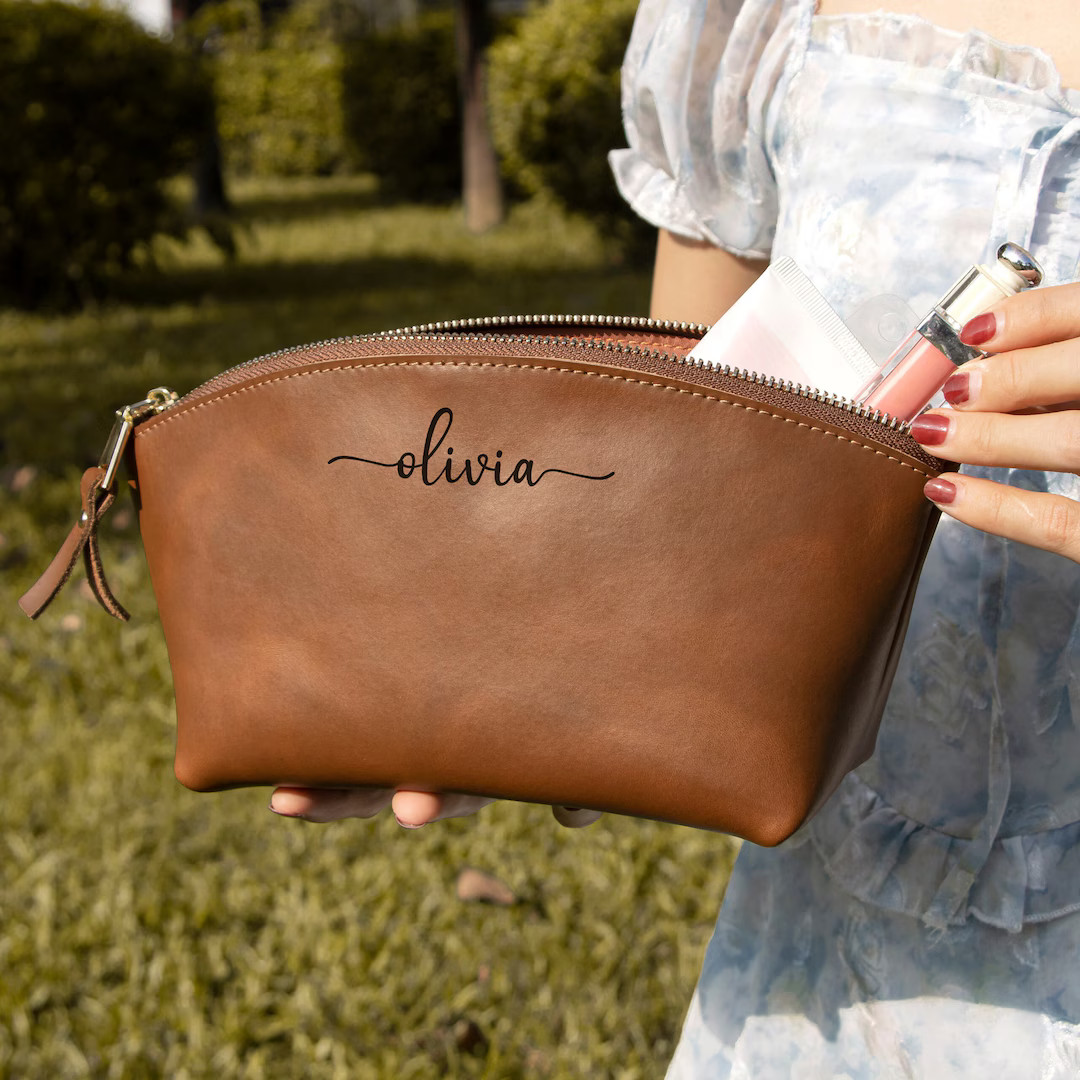 Personalized Makeup Bag, Customized Toiletry Bag, Monogram Cosmetic Organizer, Gift for Her, Brid... | Etsy (US)