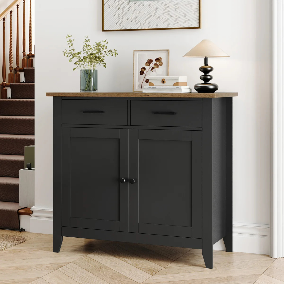 Ailynn Wood Accent Cabinets With 2 Drawers & 2 Doors | Wayfair North America
