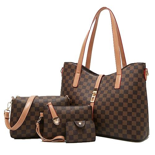 YTL Women Fashion Synthetic Leather Handbags+Shoulder Bag+Purse+Card Holder 4pcs Set Tote | Amazon (US)