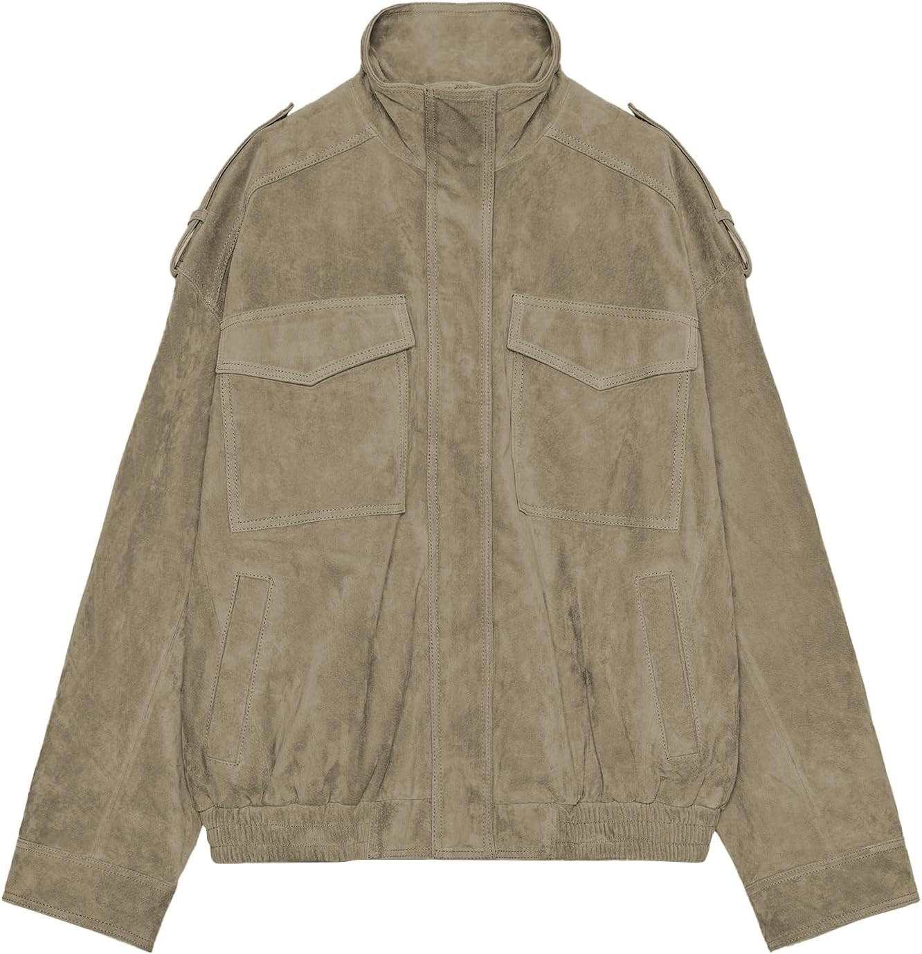 Womens Faux Suede Leather Jackets Zipper Lapel Long Sleeve Bomber Jackets Oversized Blazer Going Out Outwear | Amazon (US)