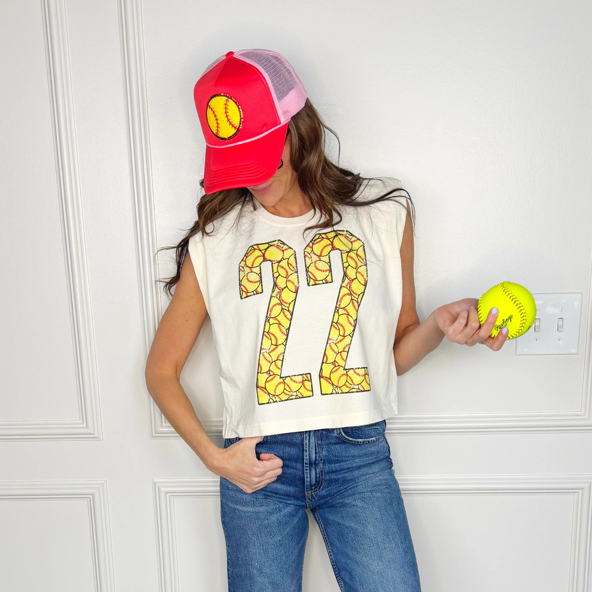Custom Softball Number Muscle Tee | Poppy & Pine