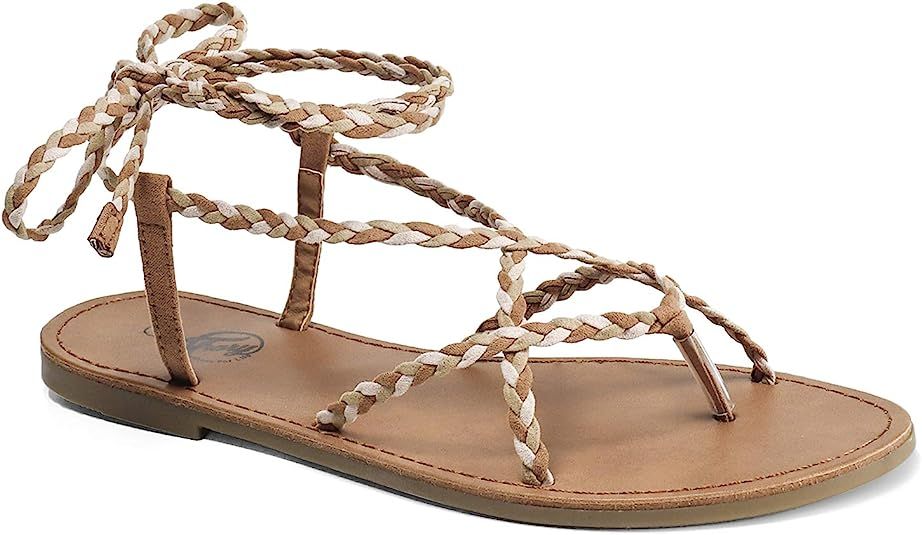 Trary Braided Lace Up and Gladiator Flat Sandals for Women | Amazon (US)