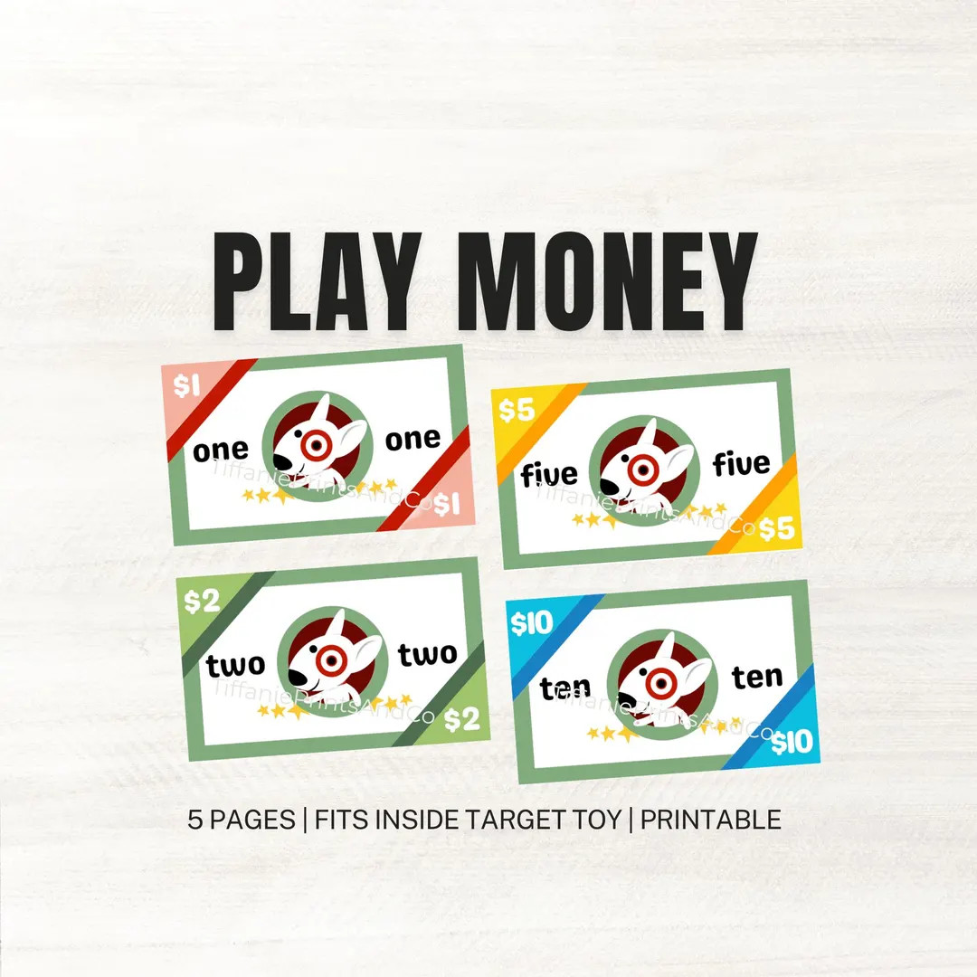 Pretend Play Money for Target Cash Register Toy | Fake Cash Printable for Kids Dramatic Play | Fi... | Etsy (US)