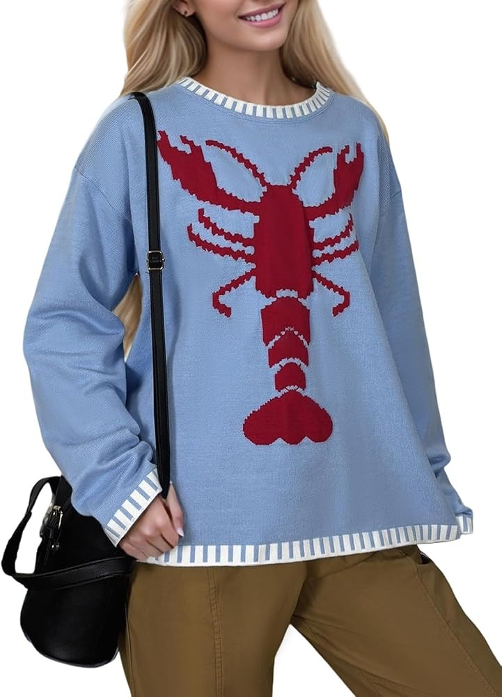 Sweaters for Women Crewneck Long Sleeve Contrast Pullover Graphic Chic Stitch Style Sweater Pullo... | Amazon (US)