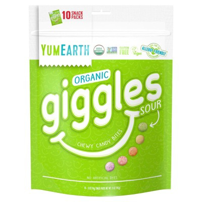 YumEarth Organic Giggles, Sour, 10 Snack Packs, 0.5 oz (14 g) Each | Target