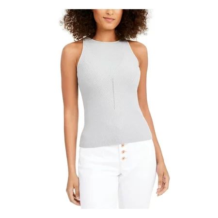 INC Womens Ribbed Metallic Tank Top Sweater Silver XS | Walmart (US)