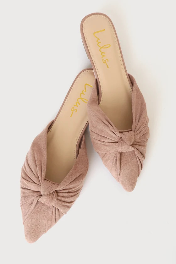 Serlina Dusty Rose Suede Knotted Pointed-Toe Mules | Lulus (US)