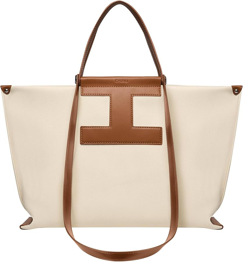 CHUNLI Laptop Tote Bag for Women,15.6 Inch Leather Work Bag Computer Purse, Waterproof Business B... | Amazon (US)