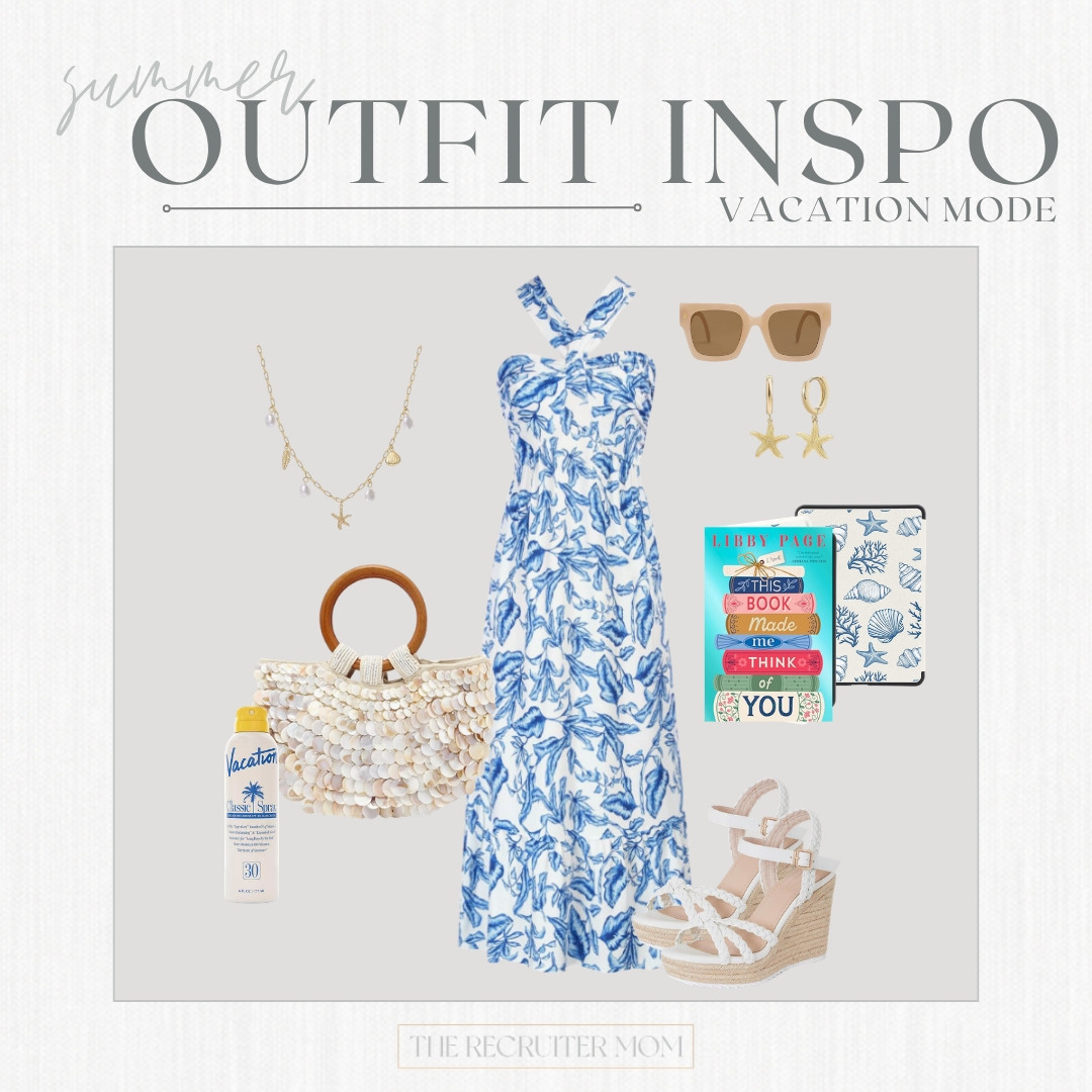 Blue and white vacation dress with beachy accessories and wedge sandals for resort dinners 🌊 #LTKvacation #LTKdress

#LTKSeasonal #LTKOver40 #LTKMidsize