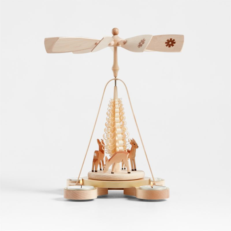 Grazing Deer Handmade German Christmas Pyramid Candle Holder | Crate & Barrel | Crate & Barrel
